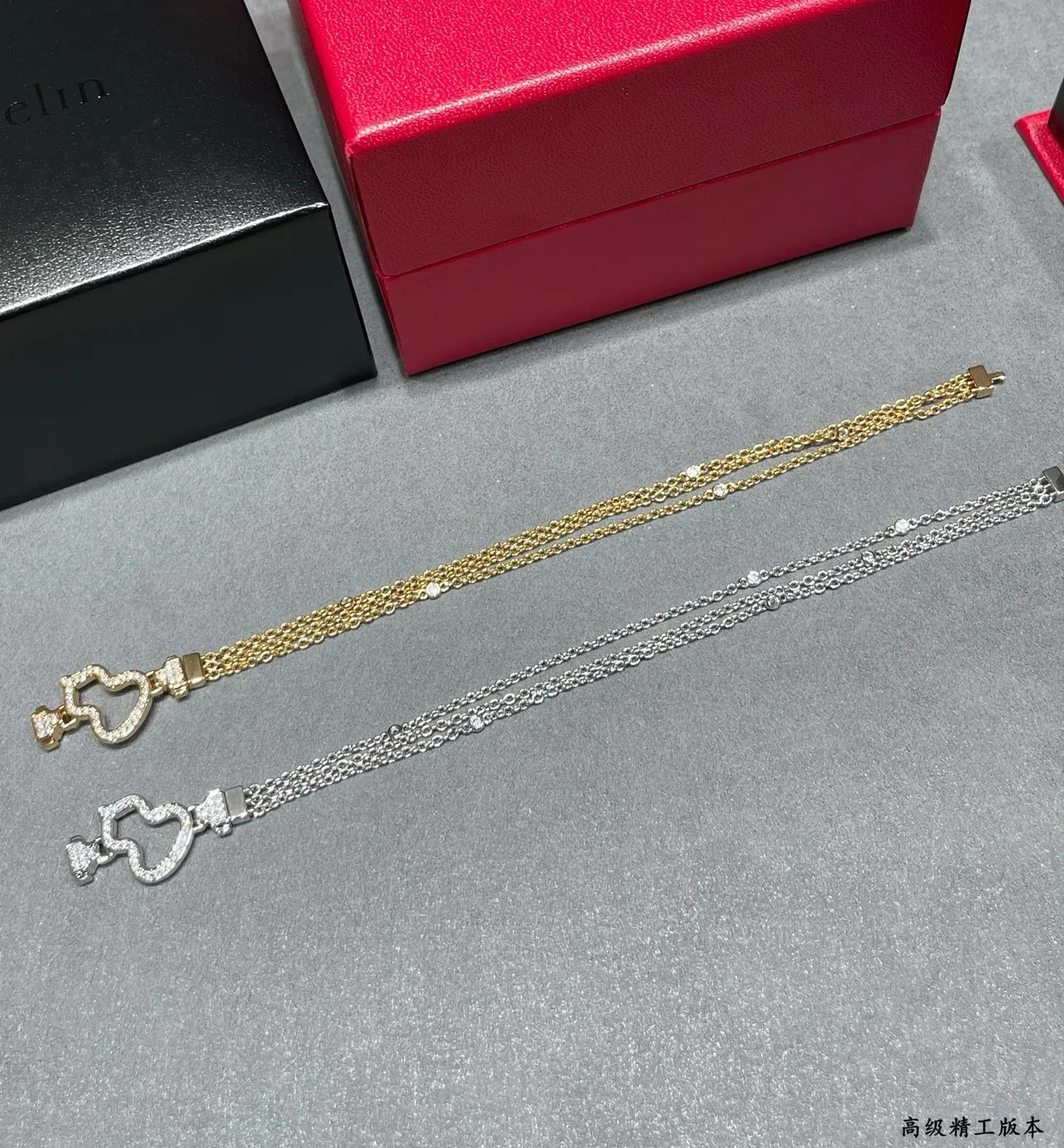 Gold-Tone Pavé Crystal Heart Motif Bracelet 4