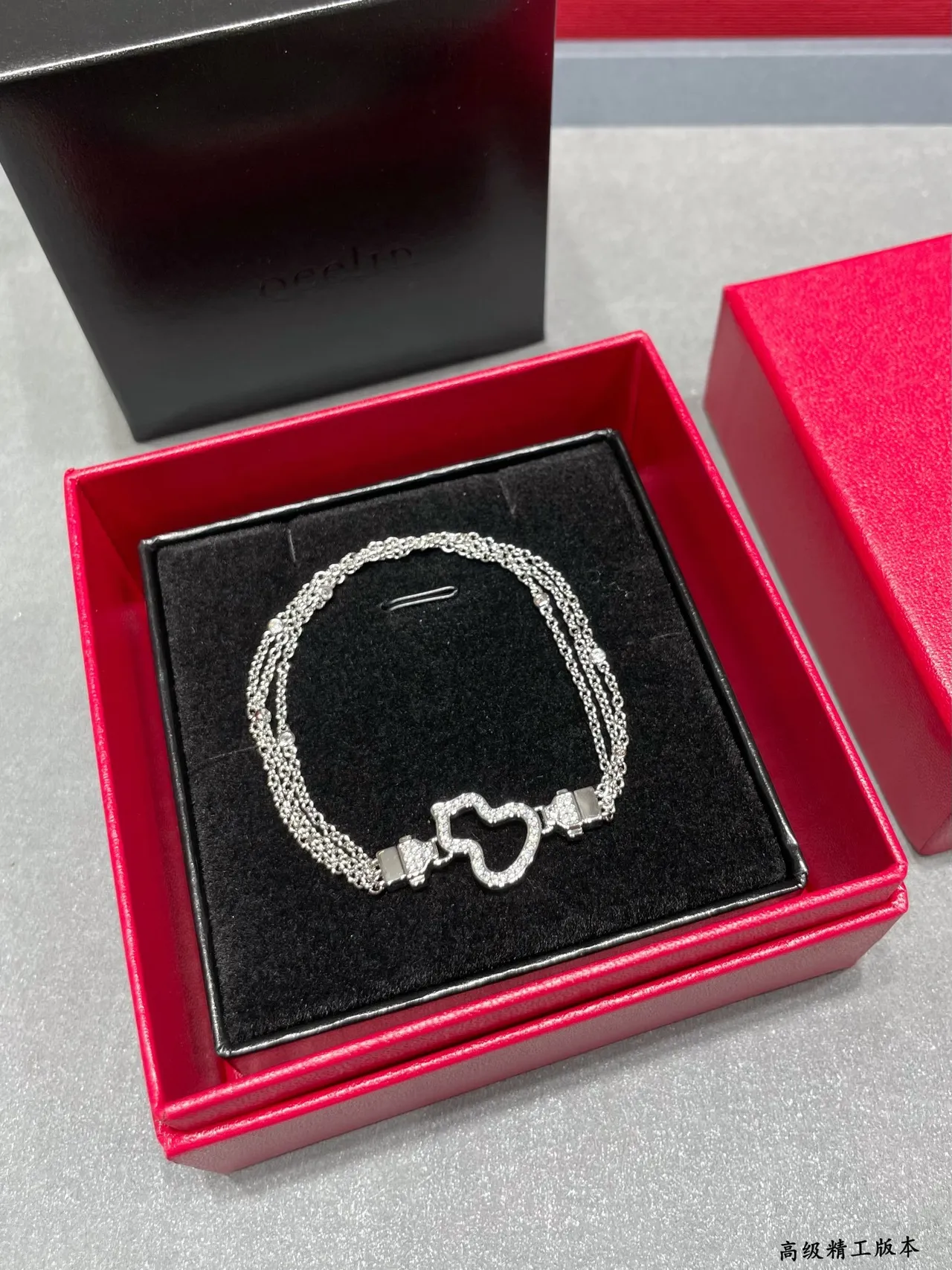 Gold-Tone Pavé Crystal Heart Motif Bracelet 6