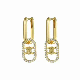 Gold-Tone Pavé Crystal Interlocking Oval Link Earrings