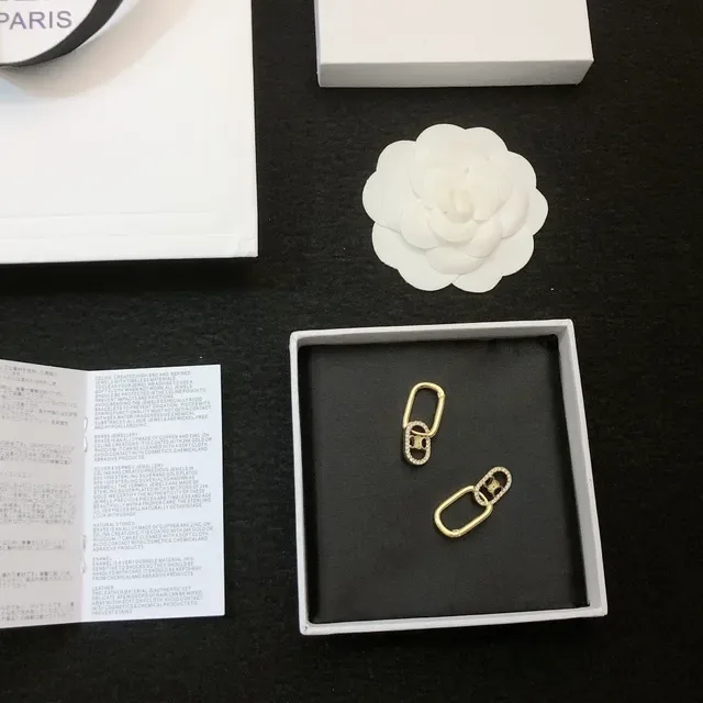 Gold-Tone Pavé Crystal Interlocking Oval Link Earrings 2