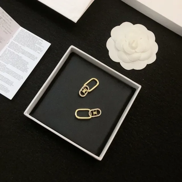 Gold-Tone Pavé Crystal Interlocking Oval Link Earrings 3