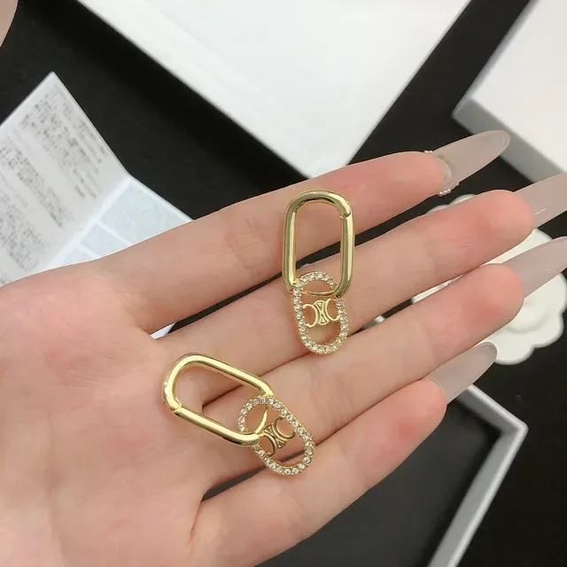 Gold-Tone Pavé Crystal Interlocking Oval Link Earrings 7