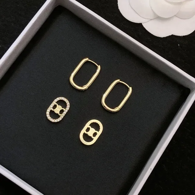 Gold-Tone Pavé Crystal Interlocking Oval Link Earrings 8