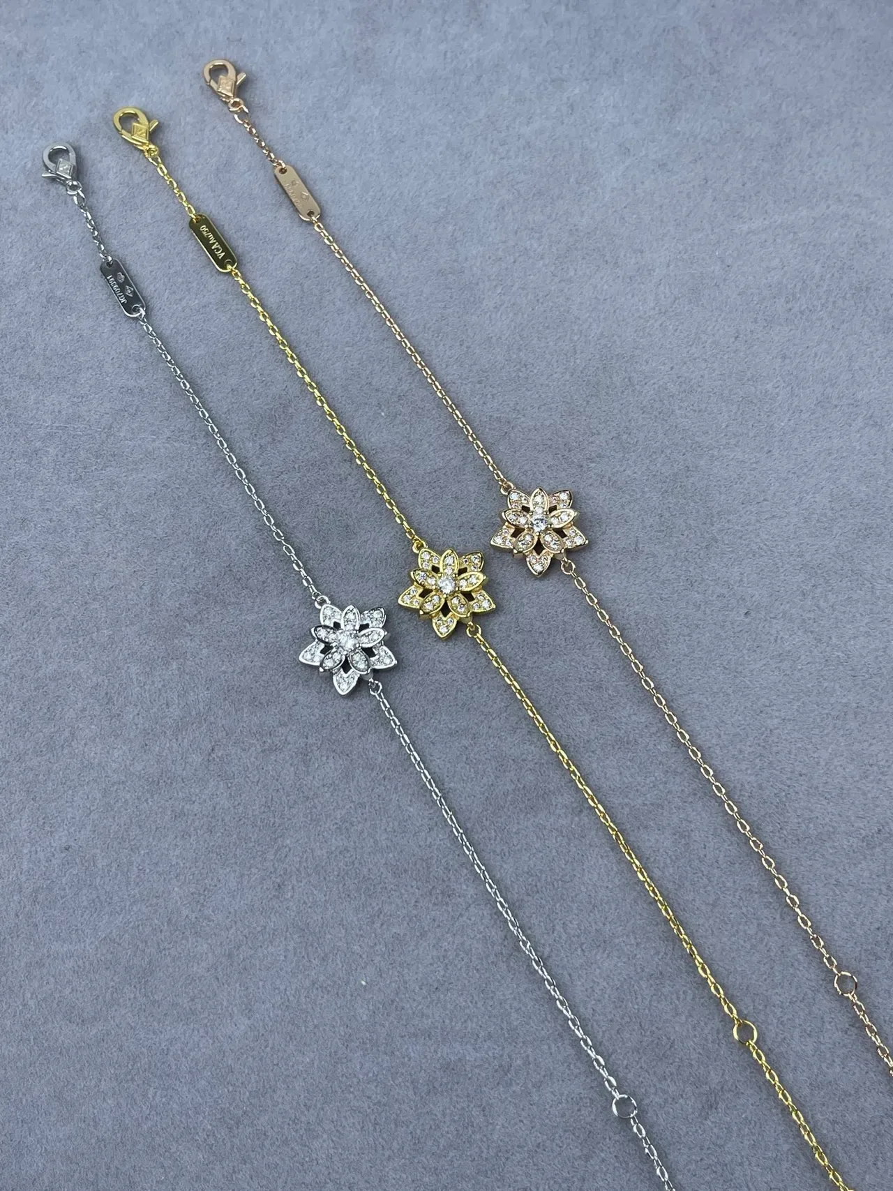 Gold-Tone Pavé Floral Charm Bracelet 2