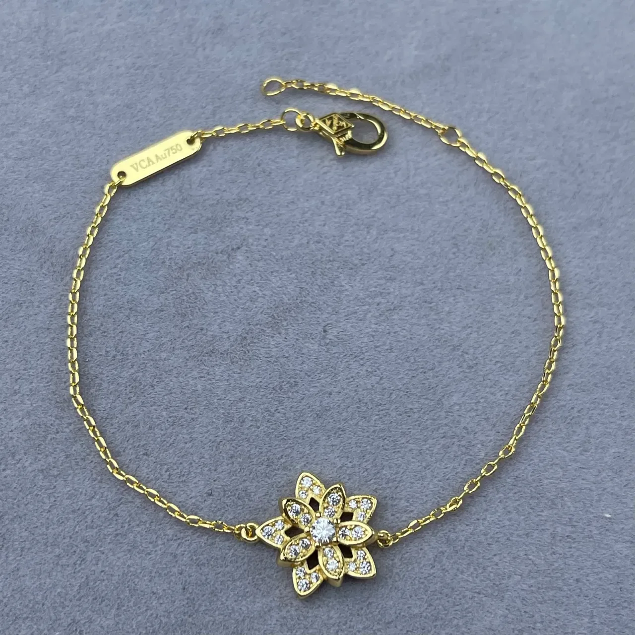 Gold-Tone Pavé Floral Charm Bracelet 3
