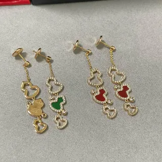 Gold-Tone Pavé Heart and Enamel Charm Dangle Earrings