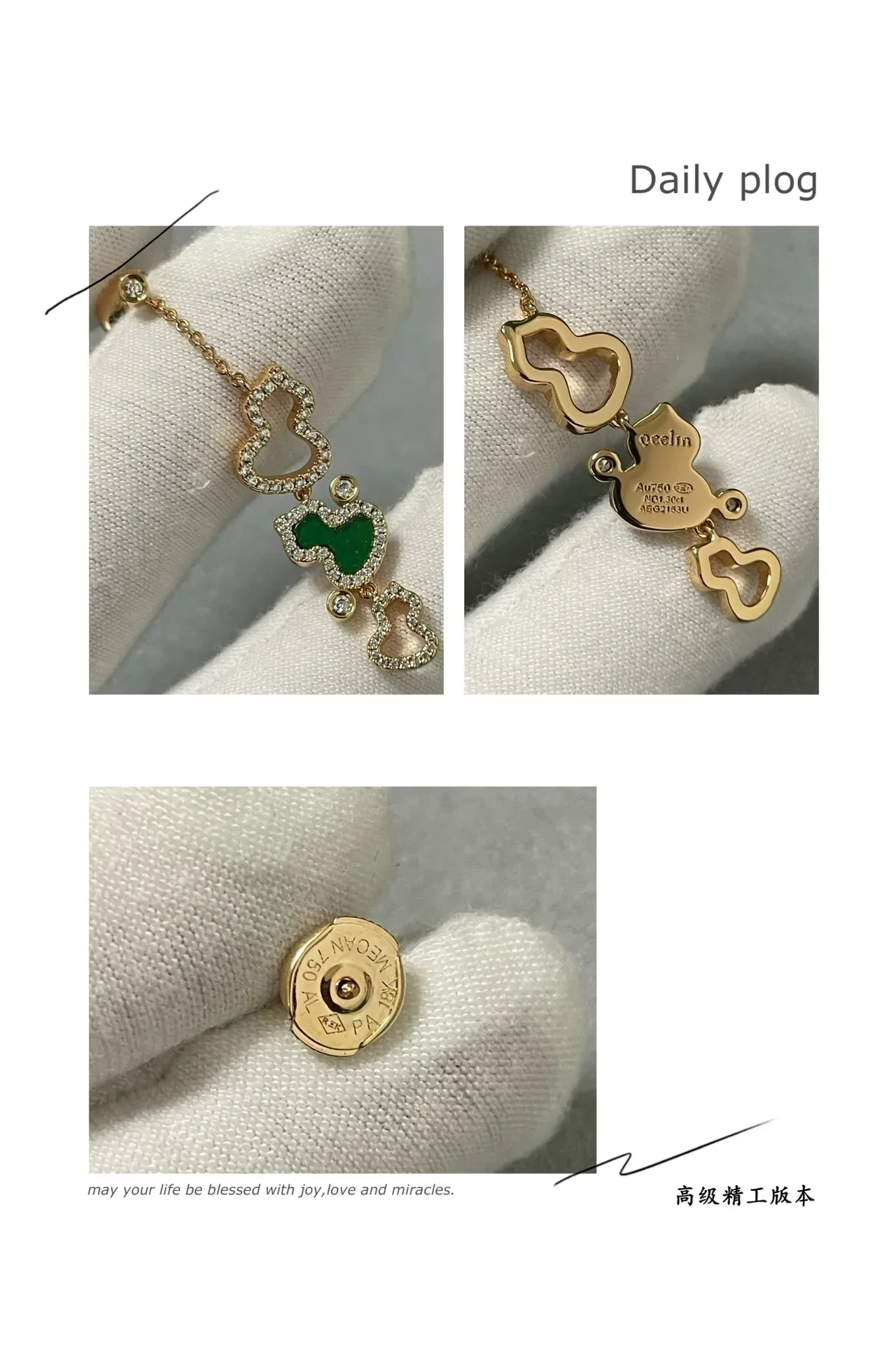 Gold-Tone Pavé Heart and Enamel Charm Dangle Earrings 2