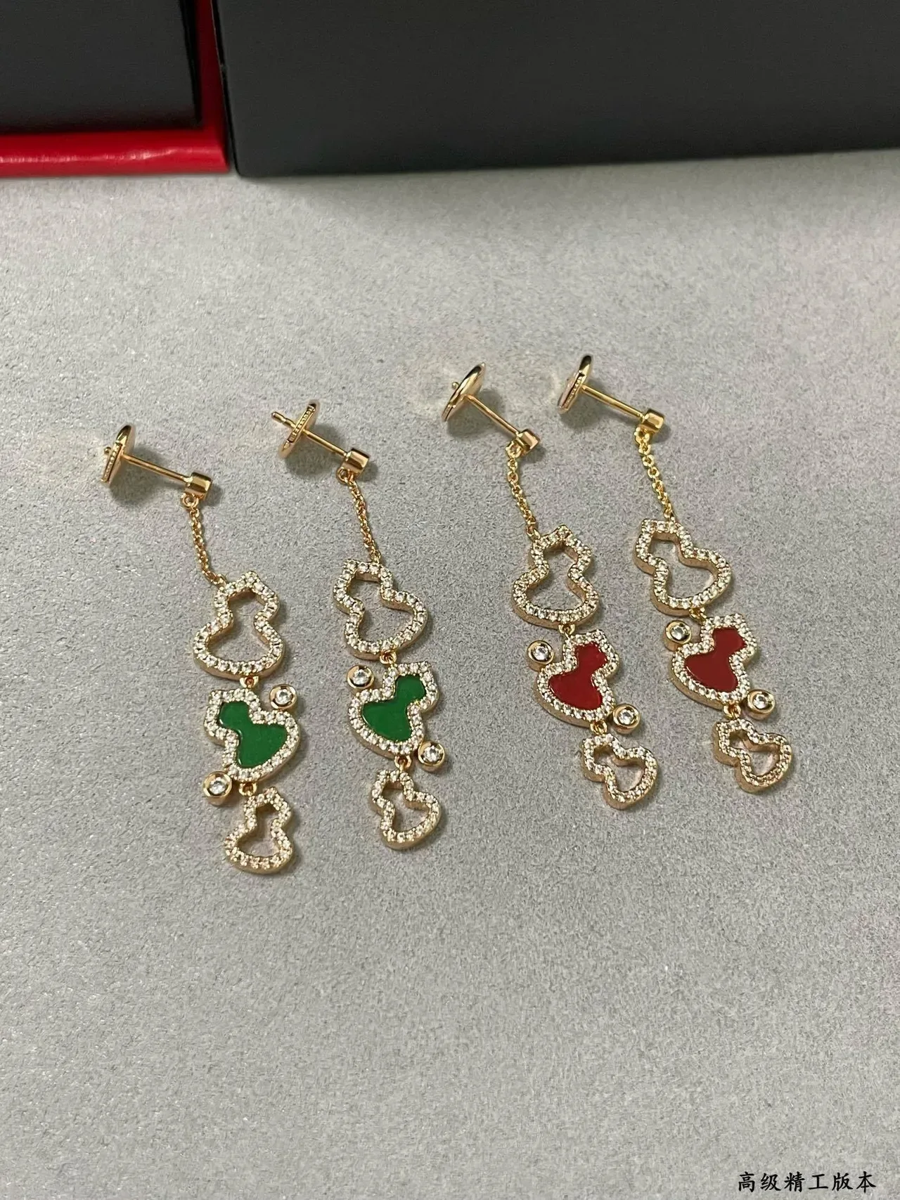 Gold-Tone Pavé Heart and Enamel Charm Dangle Earrings 3