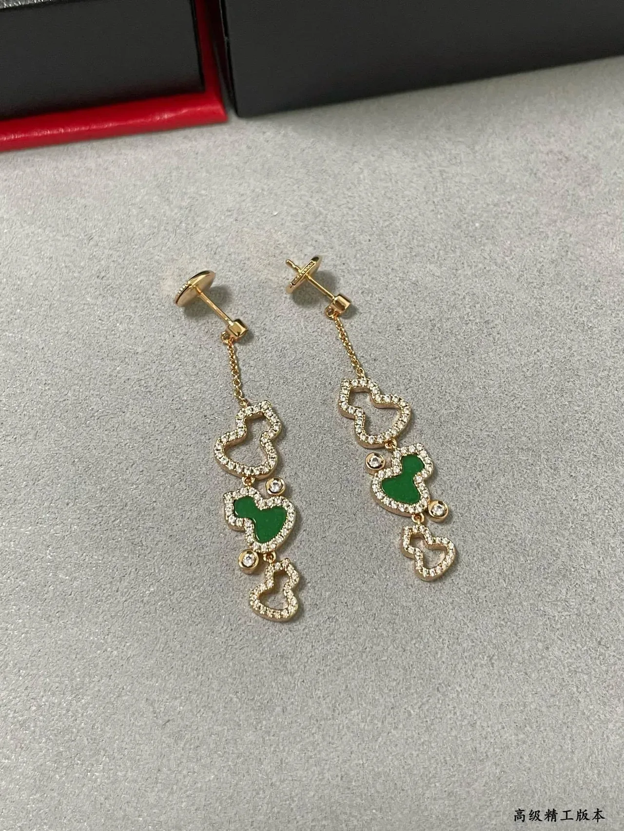 Gold-Tone Pavé Heart and Enamel Charm Dangle Earrings 4