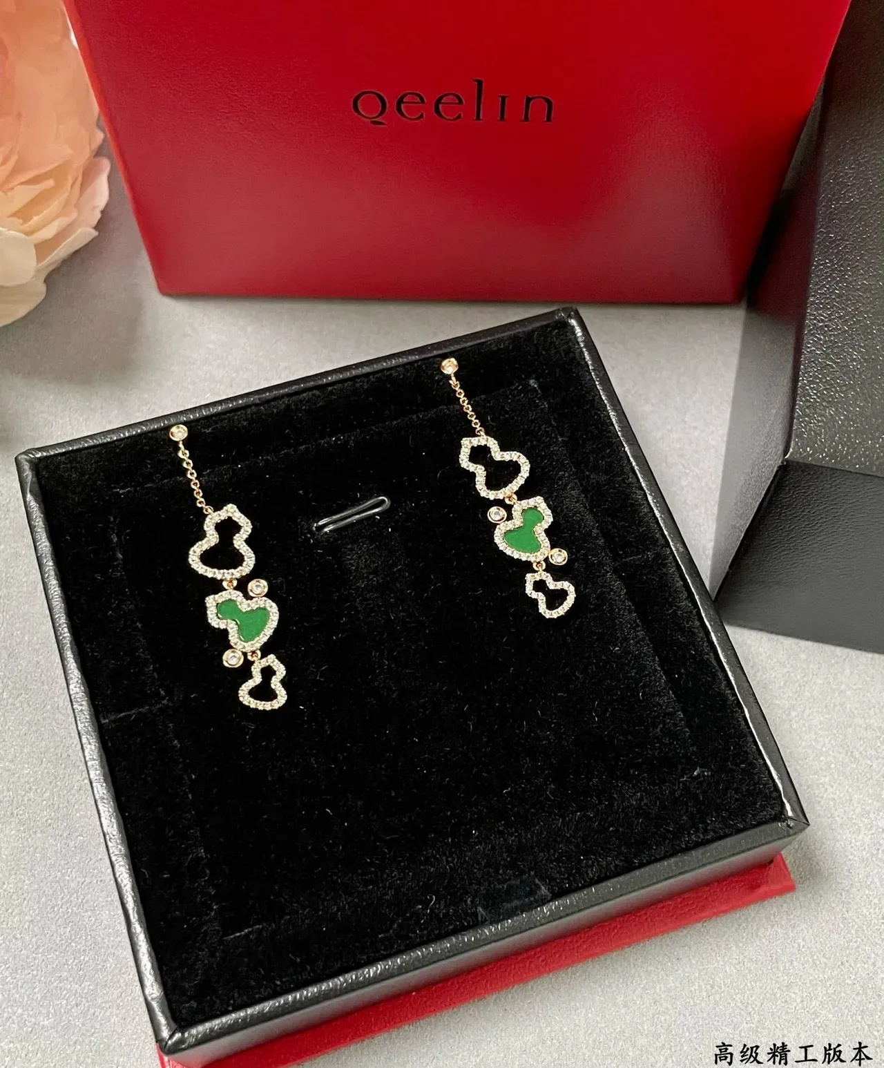 Gold-Tone Pavé Heart and Enamel Charm Dangle Earrings 5