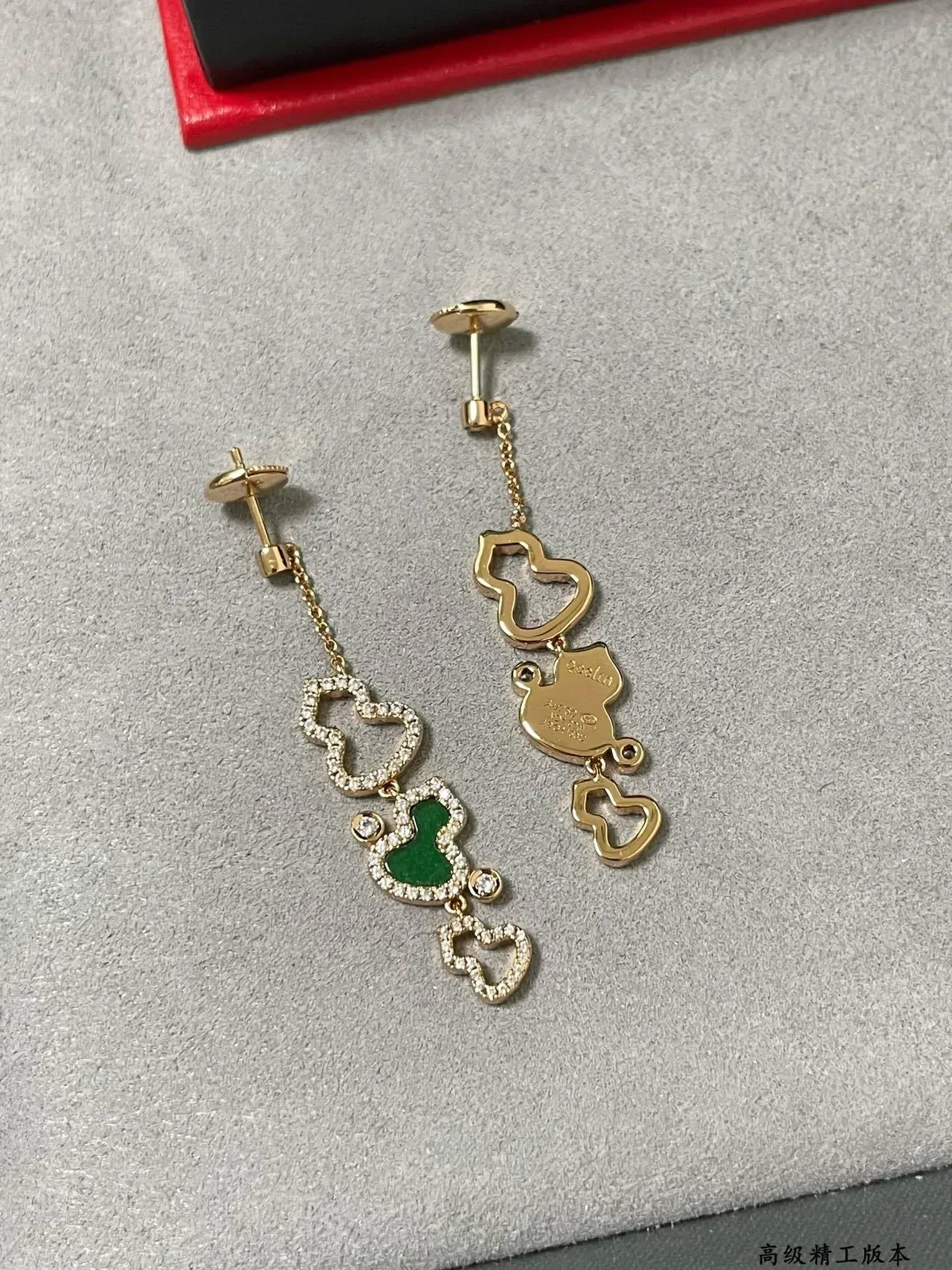 Gold-Tone Pavé Heart and Enamel Charm Dangle Earrings 6