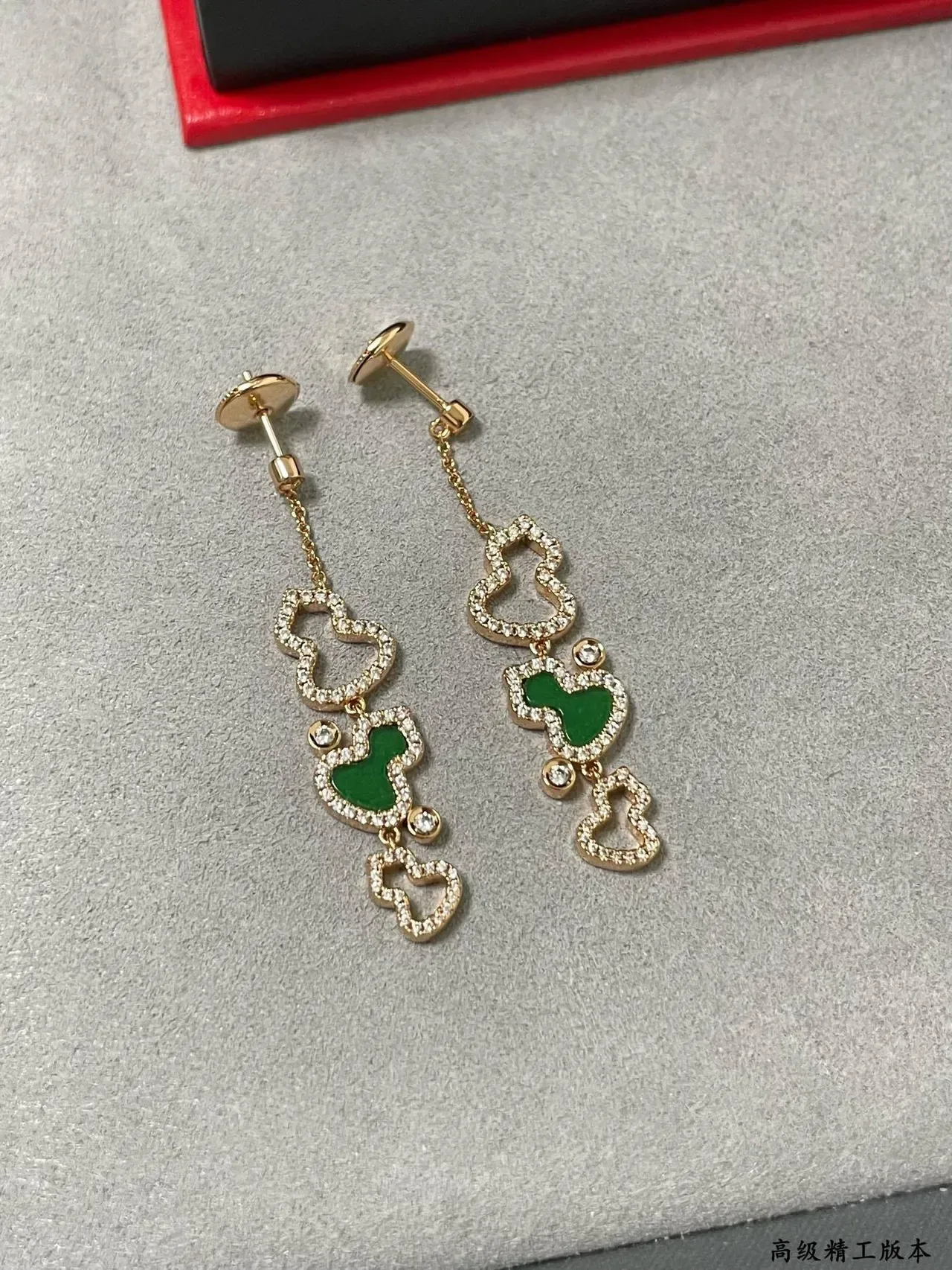 Gold-Tone Pavé Heart and Enamel Charm Dangle Earrings 7