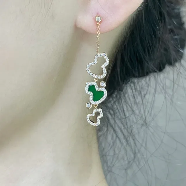 Gold-Tone Pavé Heart and Enamel Charm Dangle Earrings 8