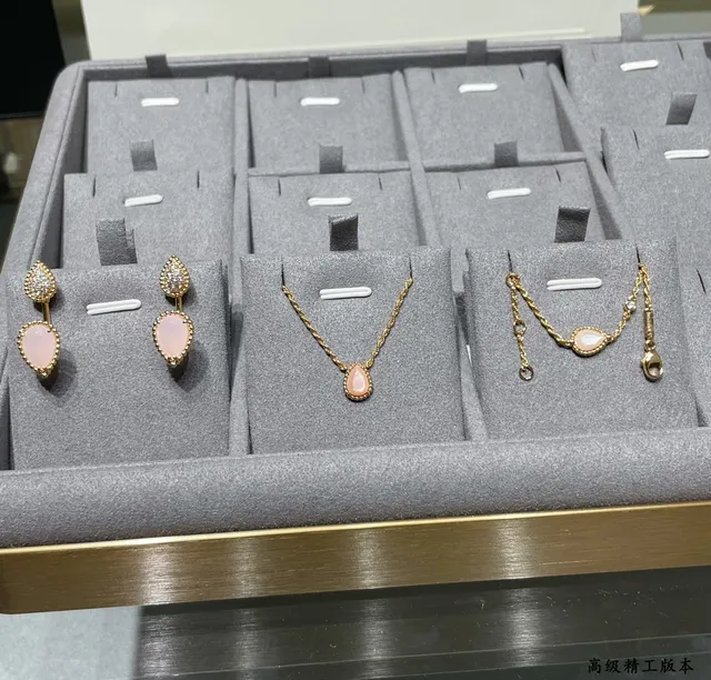 Gold-Tone Pavé Teardrop and Pink Heart Double-Drop Earrings 3