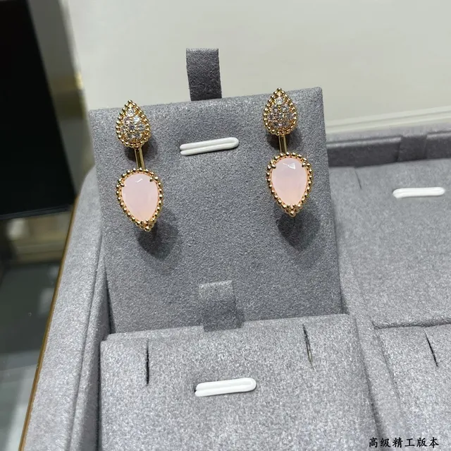 Gold-Tone Pavé Teardrop and Pink Heart Double-Drop Earrings 7