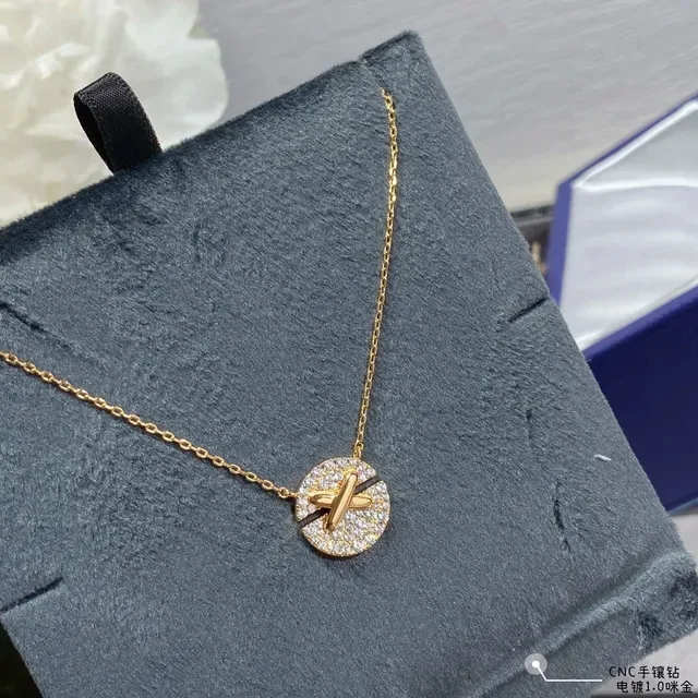 Gold-Tone Pavé X Motif Pendant Necklace 2