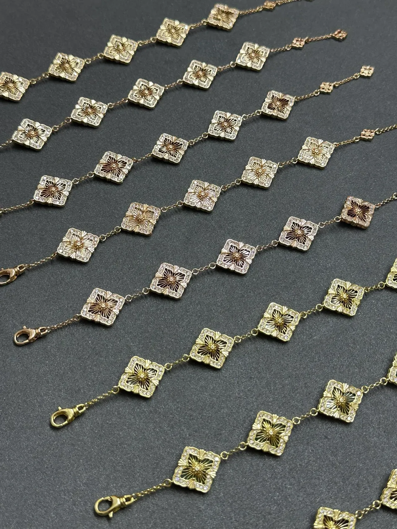 Gold-Tone Quatrefoil Enamel Charm Chain Bracelets 3