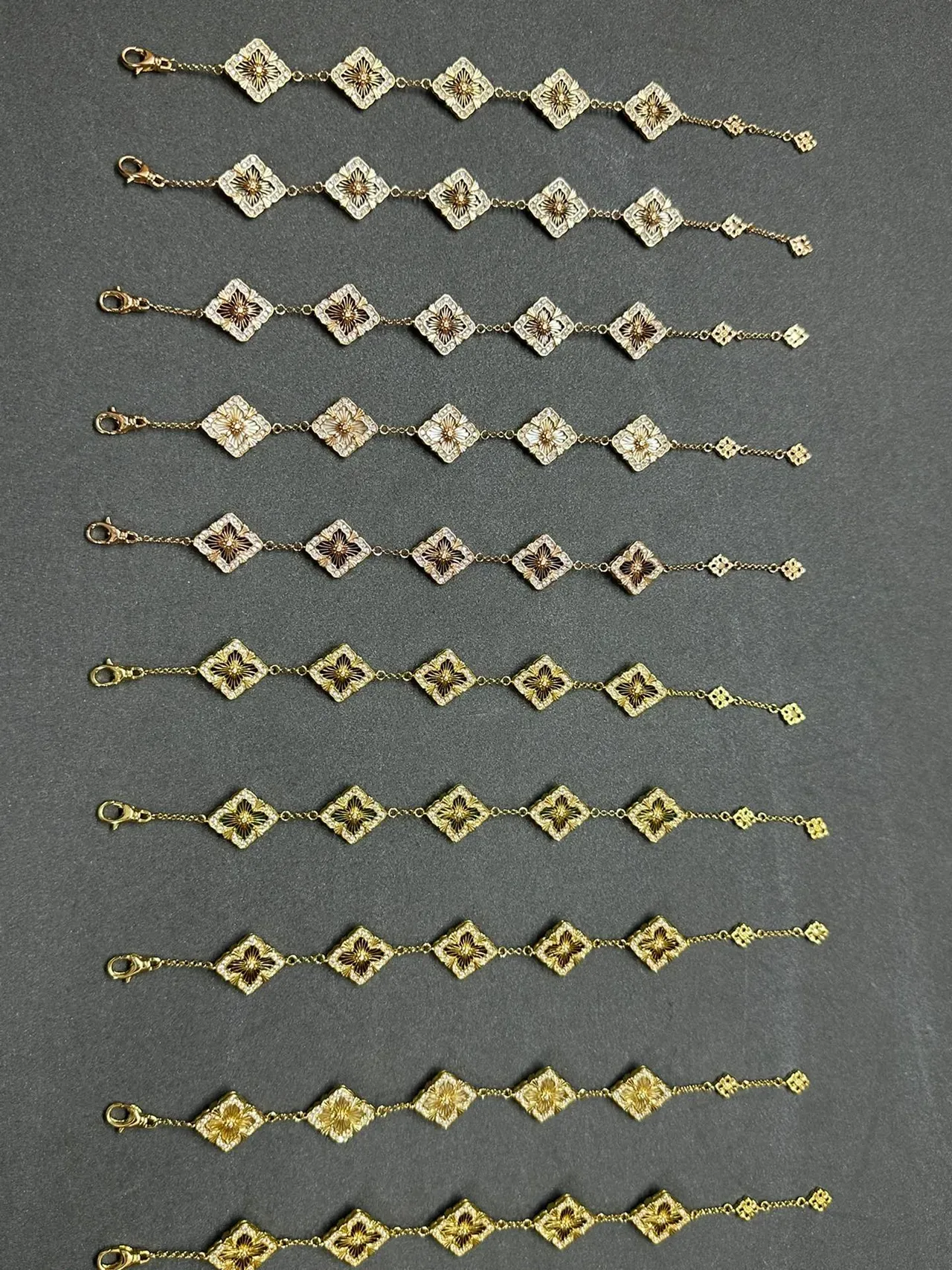 Gold-Tone Quatrefoil Enamel Charm Chain Bracelets 9