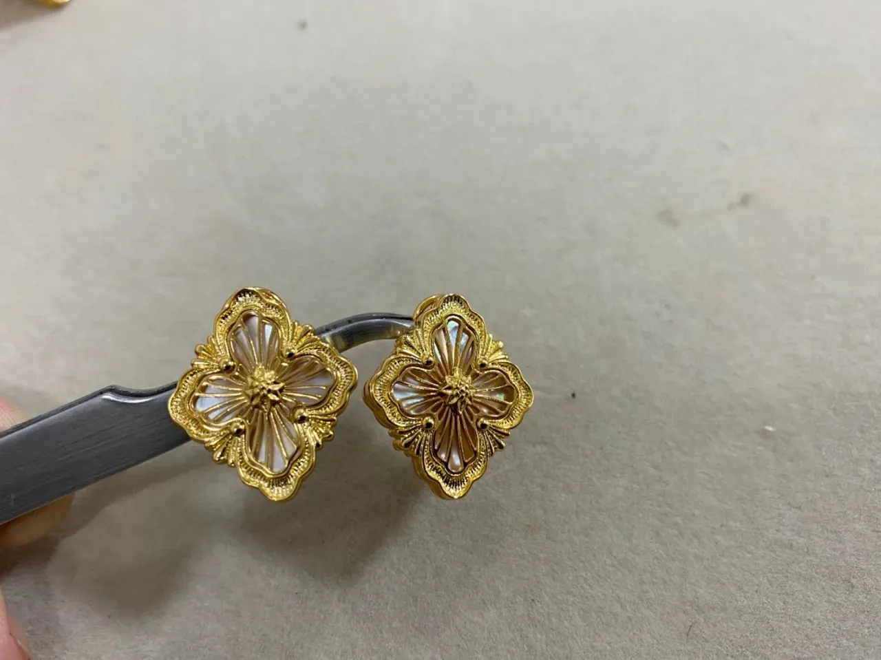 Gold-Toned Enamel Floral Clip-On Earrings 7