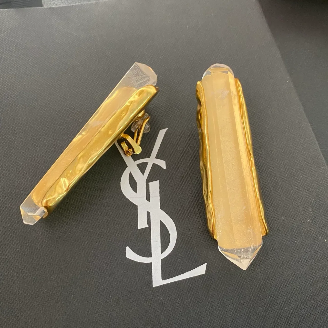 Gold Transparent Faceted Crystal Fluted Edges Jewelry 10