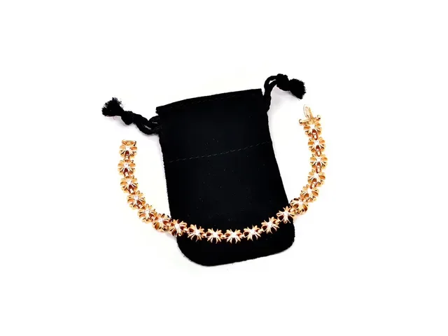 Gold Transparent Floral Motif Pave-Set Clear Stones Bracelet 8