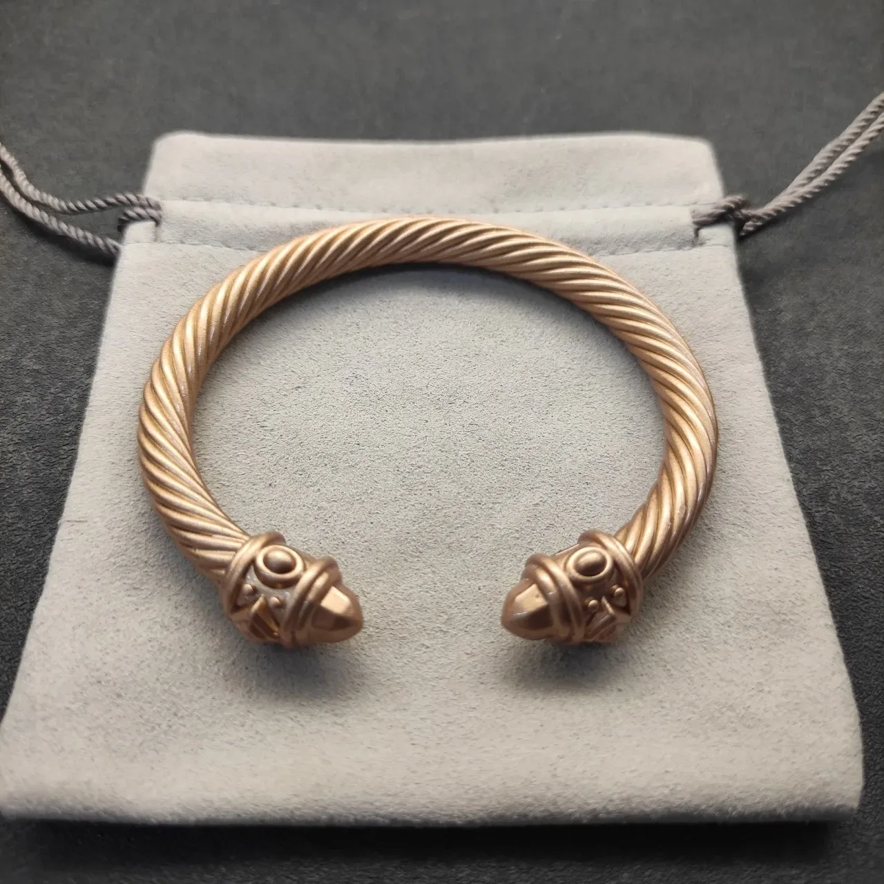Gold Twisted Rope Cable Cuff-Style Bracelet 9
