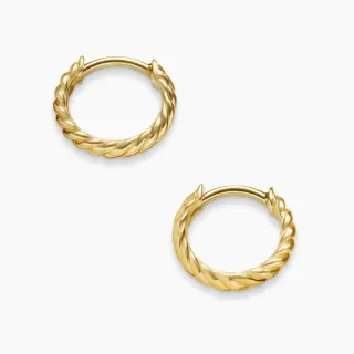 Gold Twisted Rope Texture Hinged Closure Earrings