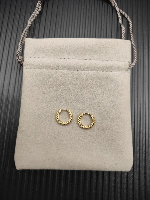 Gold Twisted Rope Texture Hinged Closure Earrings 8