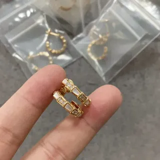 Gold White Segmented Bamboo-Style Earrings