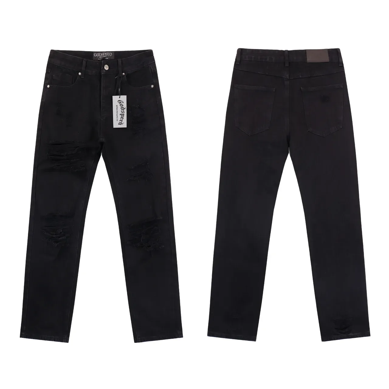 GOOSPEED Distressed Ripped Straight-Leg Mid-Rise Jeans 3