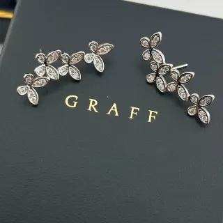 Graff Floral Pavé Butterfly Stud Earrings