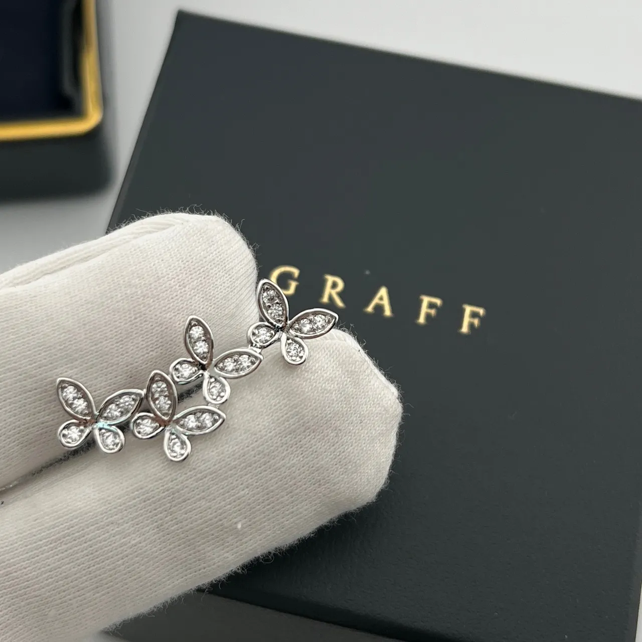 Graff Floral Pavé Butterfly Stud Earrings 3