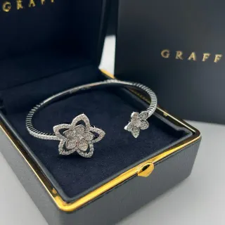 Graff Floral Pavé Diamante Pulseira Aberta