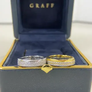 Graff Gold Silver Pavé-Set Geometric Band Ring
