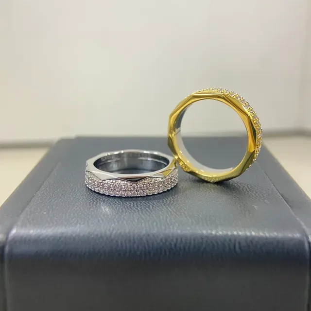 Graff Gold Silver Pavé-Set Geometric Band Ring 2