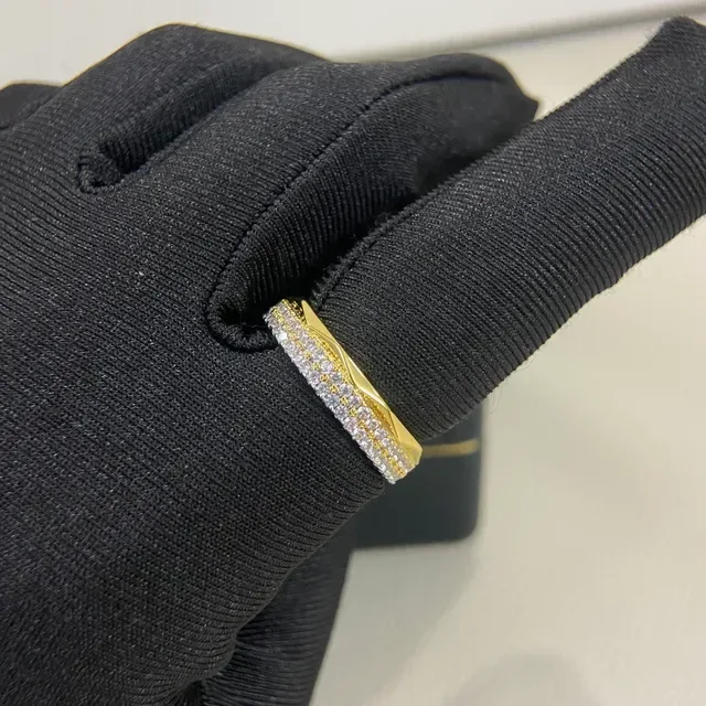 Graff Gold Silver Pavé-Set Geometric Band Ring 5