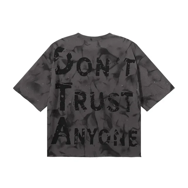 Graphic Print Marbled Gray T-Shirt 2