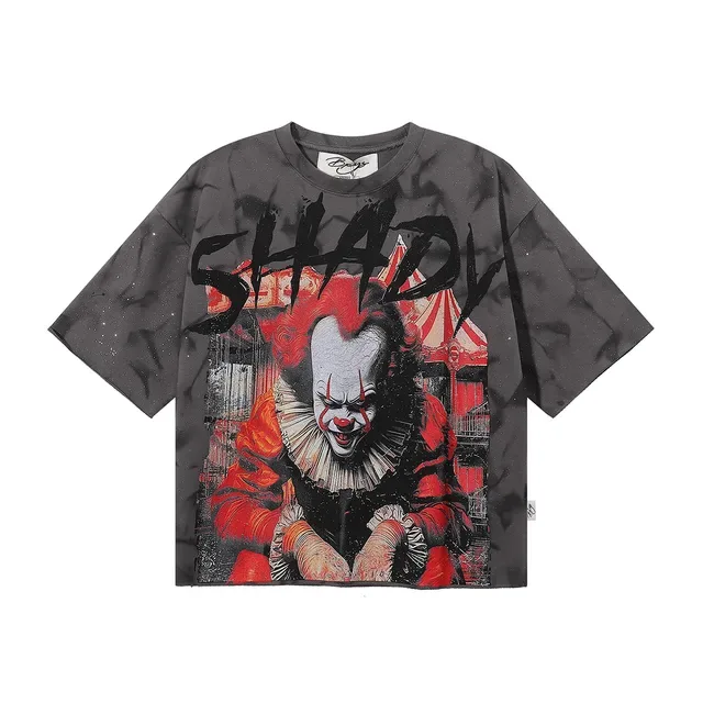 Graphic Print Marbled Gray T-Shirt 3