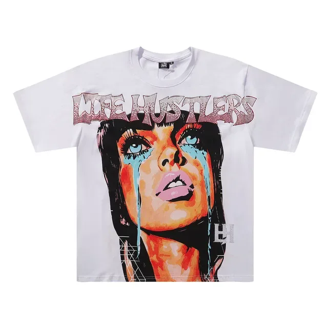 Graphic Print Rhinestone-Back Oversized T-Shirt 2