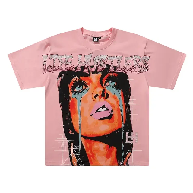 Graphic Print Rhinestone-Back Oversized T-Shirt 4