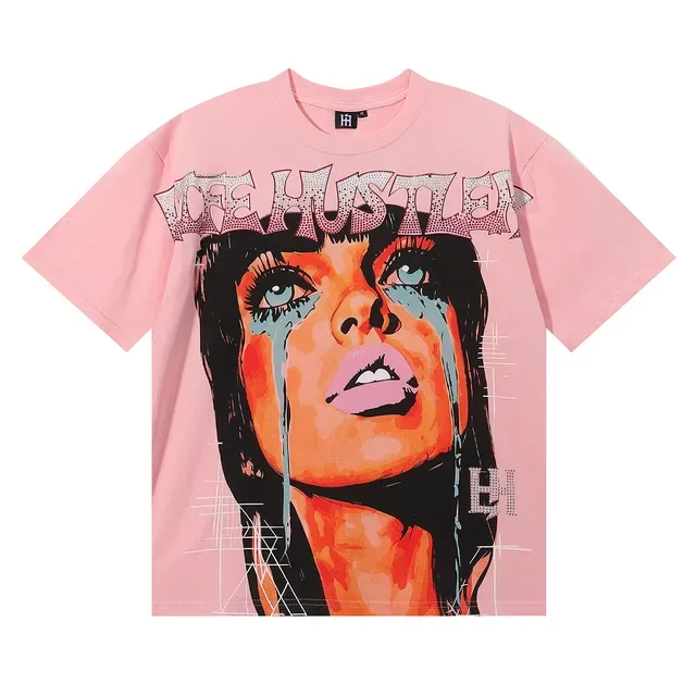 Graphic Print Rhinestone-Back Oversized T-Shirt 10