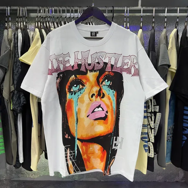 Graphic Print Rhinestone-Back Oversized T-Shirt 14