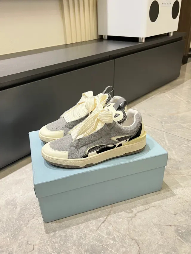 Gray and Cream Cow-Print Lace-Bow Lifestyle Sneakers 5