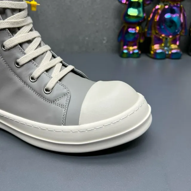 Gray and Off-White Two-Tone High-Top Zipper Ankle Boots 5