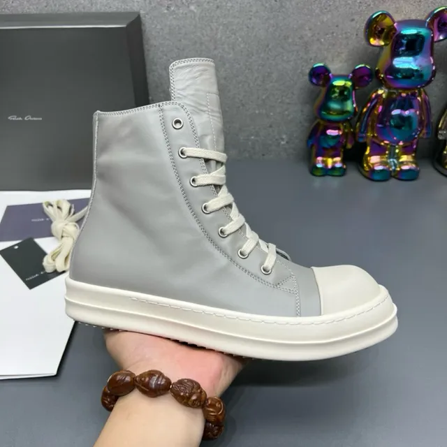 Gray and Off-White Two-Tone High-Top Zipper Ankle Boots 6