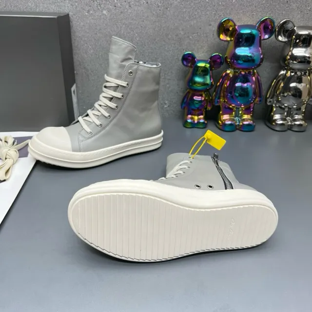 Gray and Off-White Two-Tone High-Top Zipper Ankle Boots 8