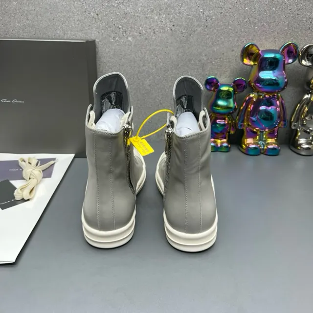 Gray and Off-White Two-Tone High-Top Zipper Ankle Boots 9