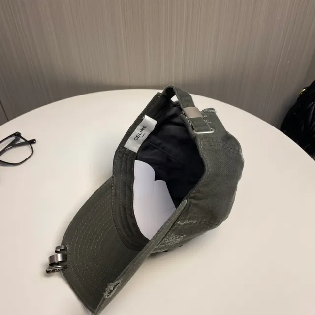 Gray Black Distressed Denim-Like Fabric Embroidered Monogram Logo Baseball Cap 7