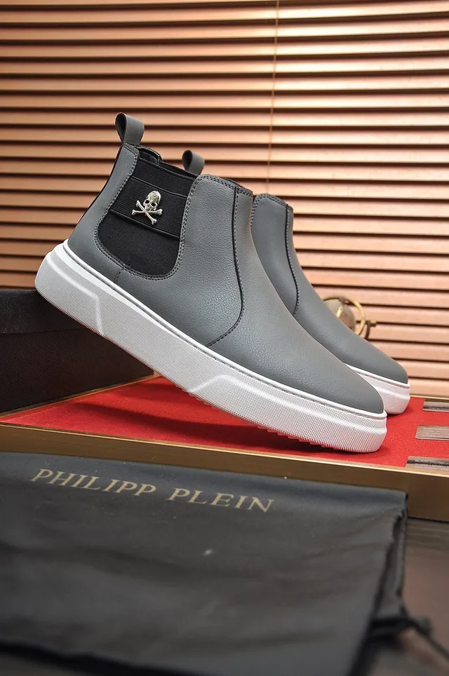 Gray Black Leather Upper Elastic Side Panel Chelsea Boots 9