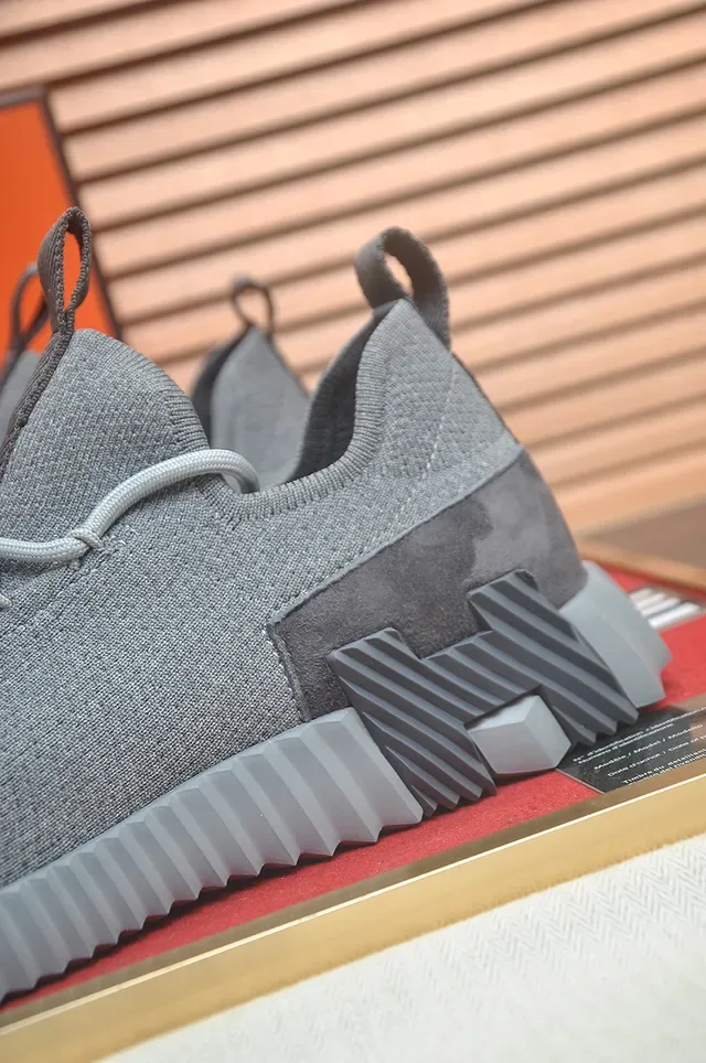 Gray Knit and Suede Low-Top Sneaker 2